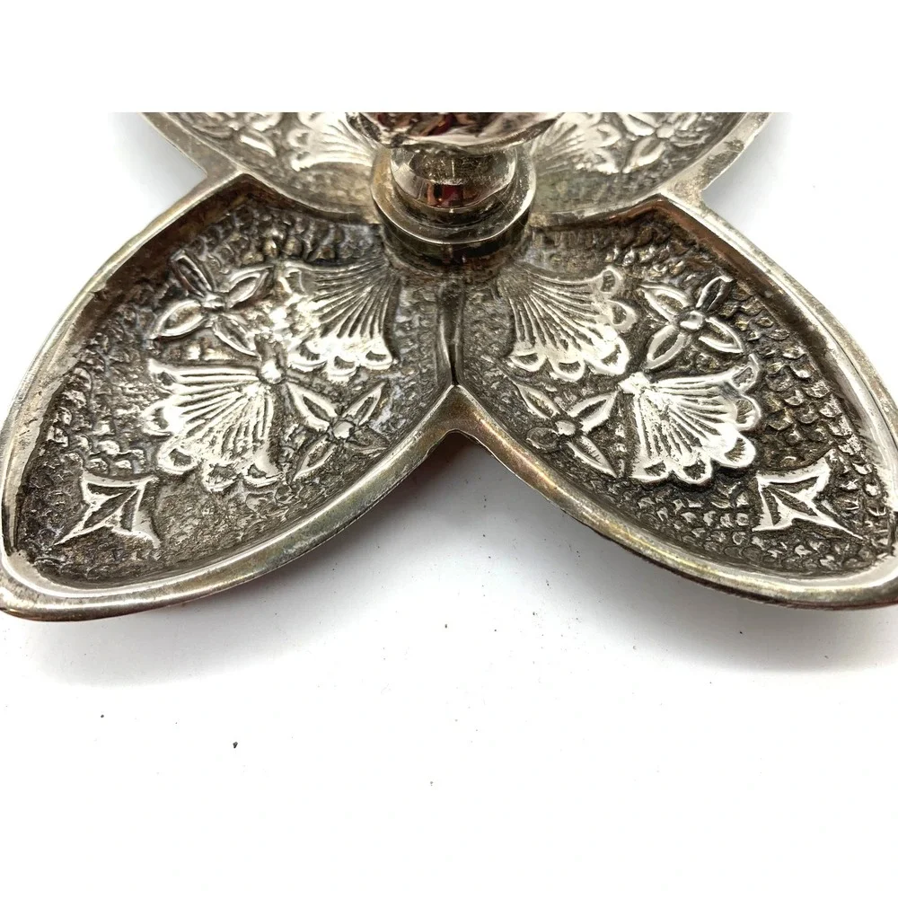 Vintage Silver Flower Chamberstick Candle Holder Pair Hollywood Regency Taper